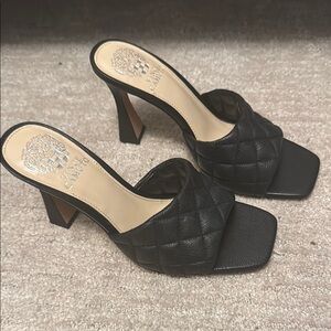 Black Quilted Leather Heels